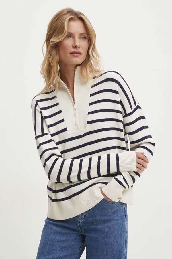 Answear Lab Pulover Answear Lab za žene, boja: bež, lagani, s poludolčevitom