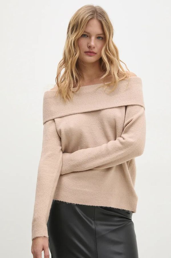 Answear Lab Pulover Answear Lab za žene, boja: bež, lagani