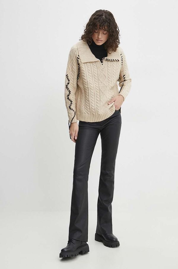 Answear Lab Pulover Answear Lab za žene, boja: bež