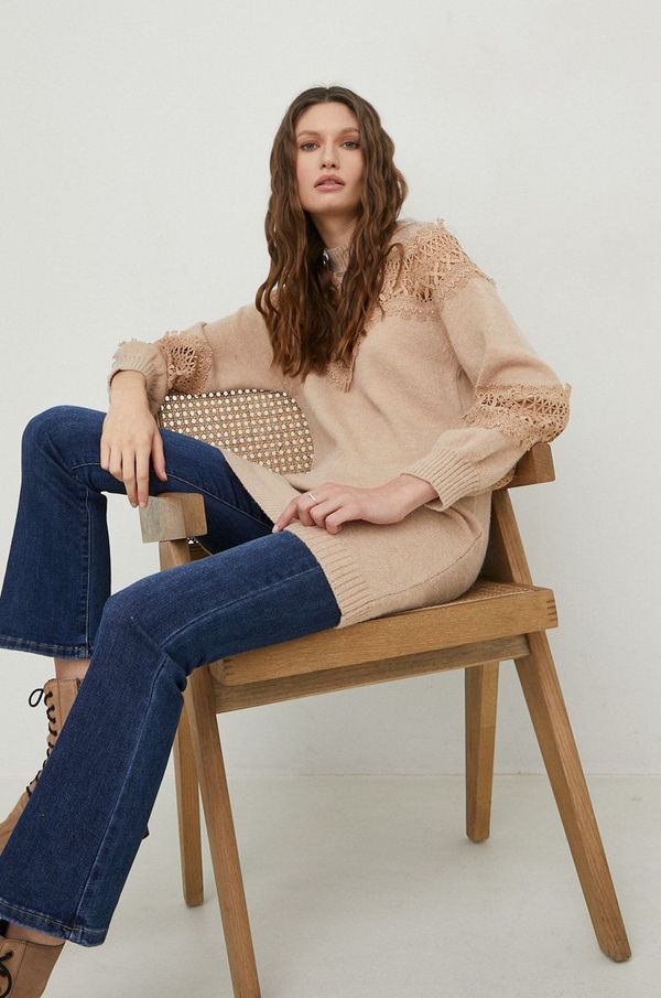 Answear Lab Pulover Answear Lab za žene, boja: bež