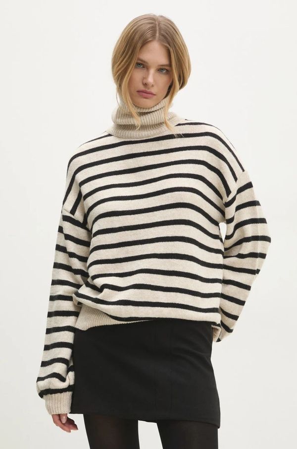 Answear Lab Pulover Answear Lab za žene, boja: bež, s dolčevitom