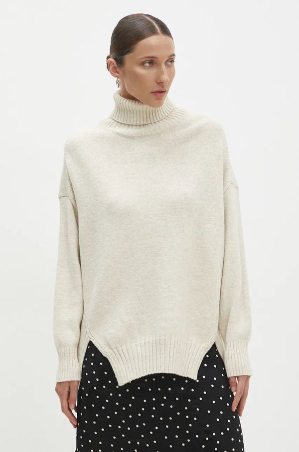 Answear Lab Pulover Answear Lab za žene, boja: bež, s dolčevitom