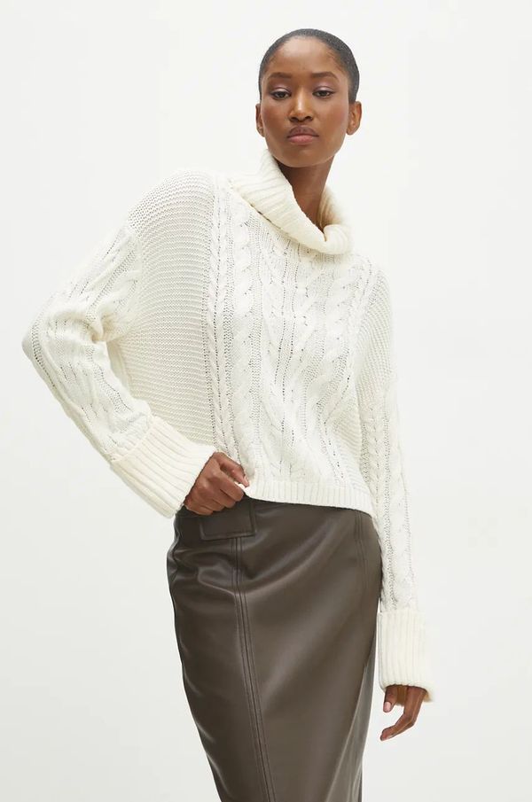 Answear Lab Pulover Answear Lab za žene, boja: bež, s dolčevitom