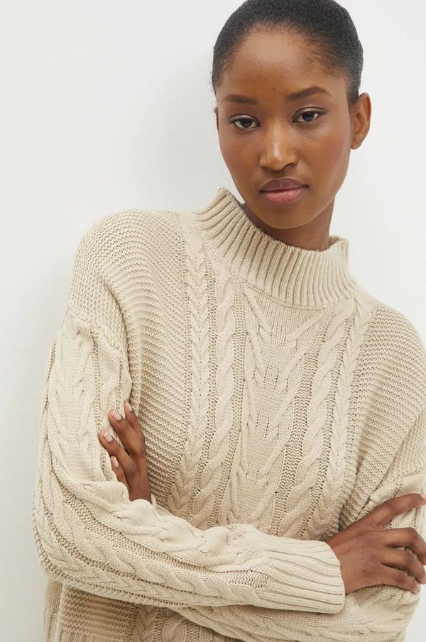 Answear Lab Pulover Answear Lab za žene, boja: bež, s poludolčevitom