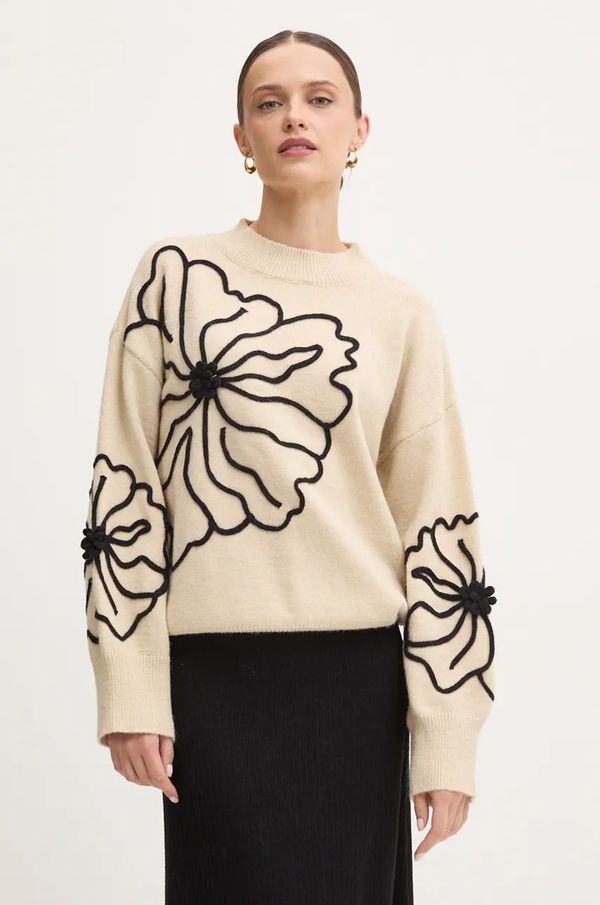 Answear Lab Pulover Answear Lab za žene, boja: bež, s poludolčevitom