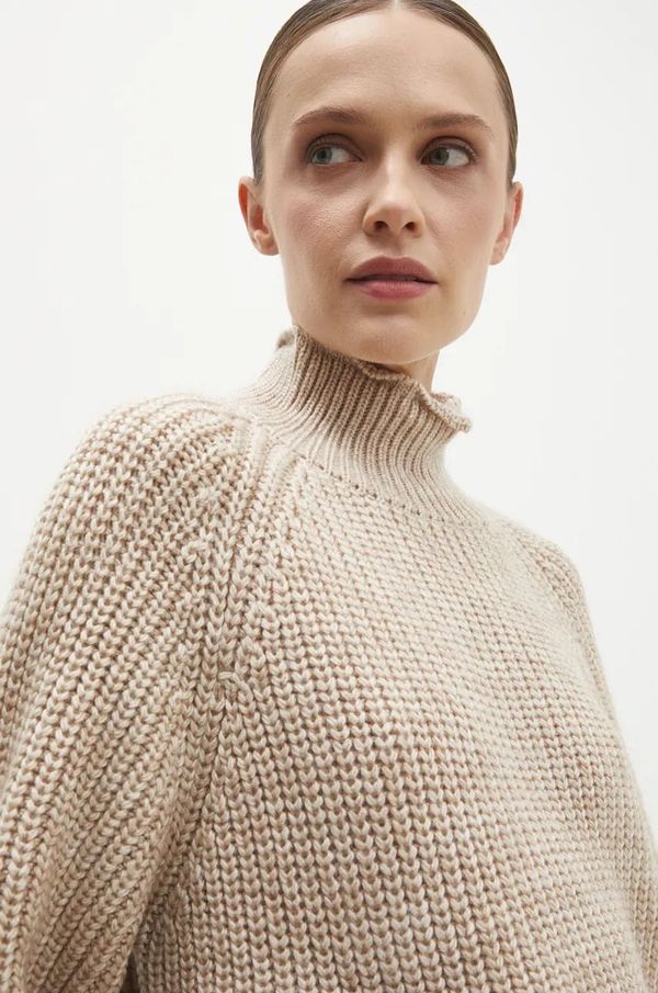 Answear Lab Pulover Answear Lab za žene, boja: bež, s poludolčevitom