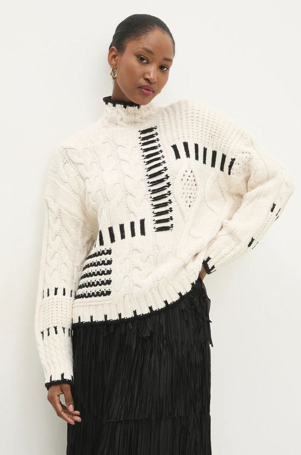 Answear Lab Pulover Answear Lab za žene, boja: bež, topli, s poludolčevitom