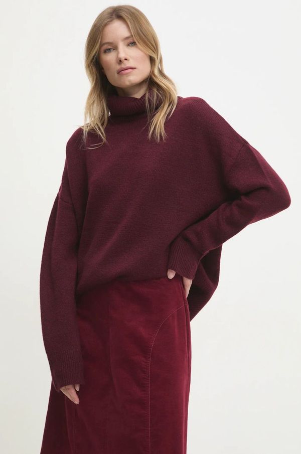 Answear Lab Pulover Answear Lab za žene, boja: bordo, topli, s dolčevitom