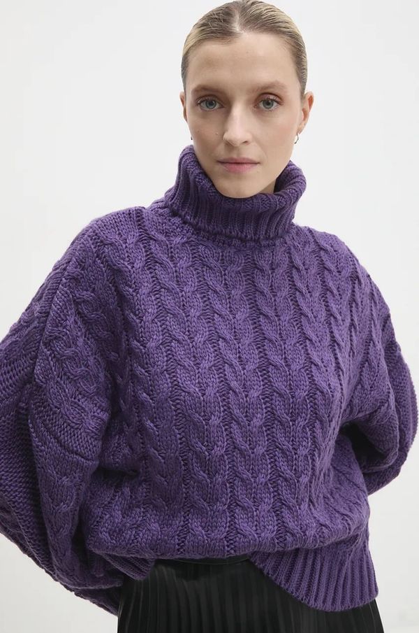 Answear Lab Pulover Answear Lab za žene, boja: bordo, topli, s dolčevitom