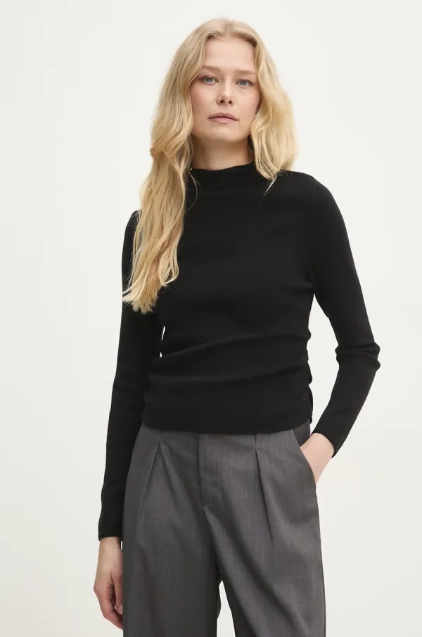 Answear Lab Pulover Answear Lab za žene, boja: crna, lagani, s poludolčevitom