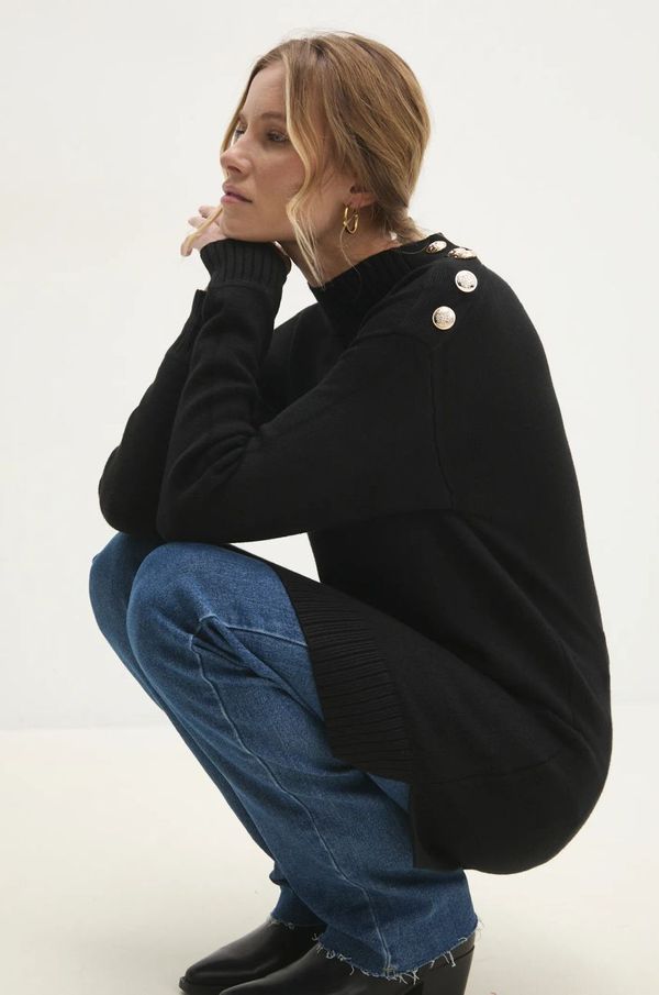 Answear Lab Pulover Answear Lab za žene, boja: crna, lagani, s poludolčevitom