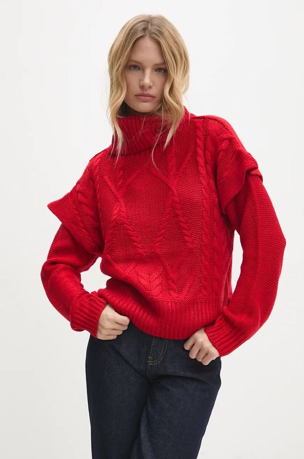 Answear Lab Pulover Answear Lab za žene, boja: crvena, topli, s dolčevitom