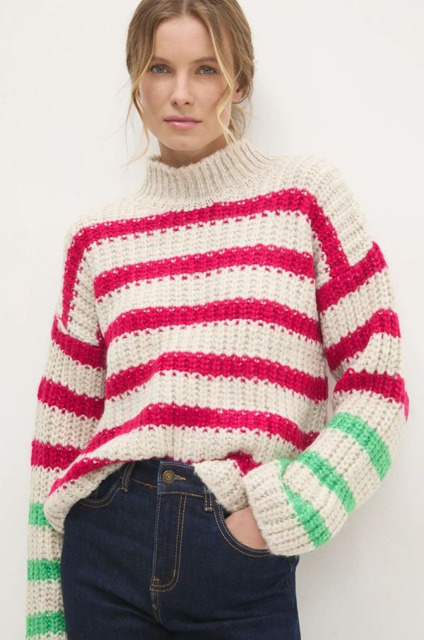 Answear Lab Pulover Answear Lab za žene, boja: ružičasta, topli, s poludolčevitom