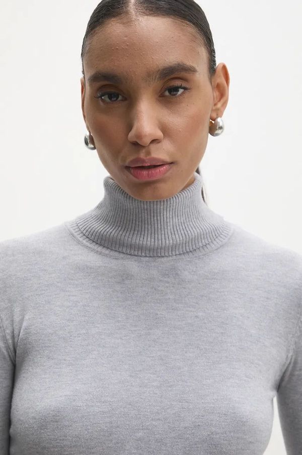 Answear Lab Pulover Answear Lab za žene, boja: siva, lagani, s dolčevitom