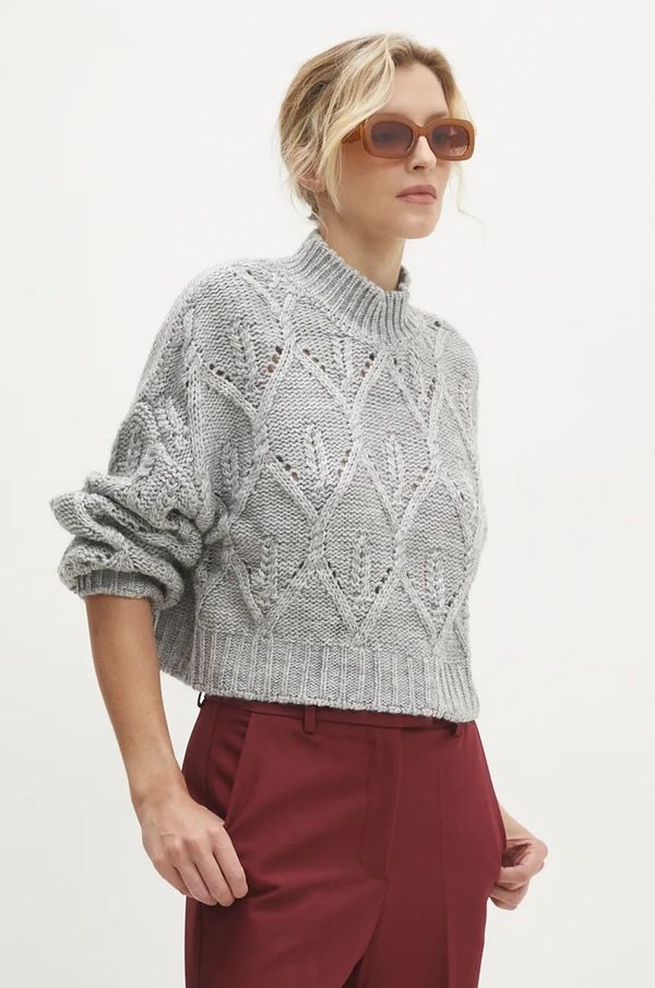 Answear Lab Pulover Answear Lab za žene, boja: siva, topli, s poludolčevitom