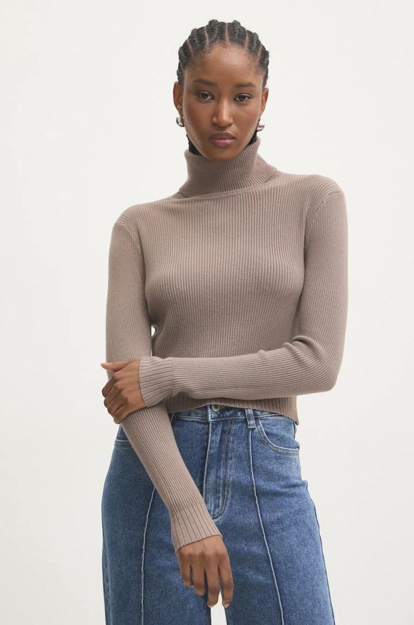 Answear Lab Pulover Answear Lab za žene, boja: smeđa, lagani, s dolčevitom