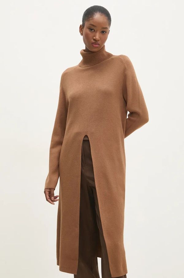 Answear Lab Pulover Answear Lab za žene, boja: smeđa, lagani, s dolčevitom