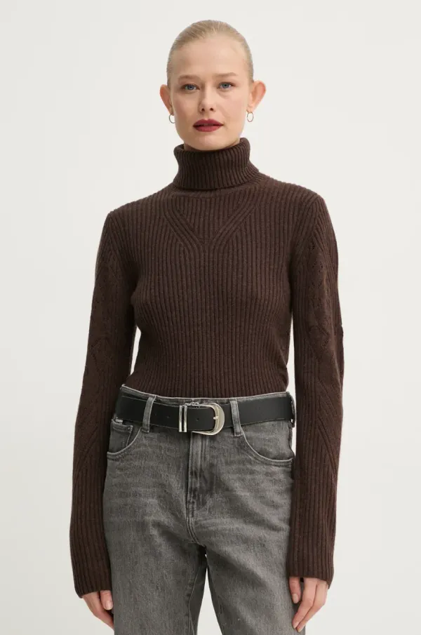 BA&SH Pulover BA&SH za žene, boja: smeđa, s dolčevitom, 1H24ARON