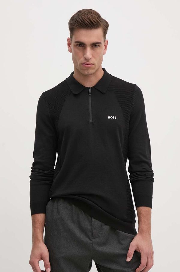 Boss Green Pulover Boss Green za muškarce, boja: crna, lagani, 50520604