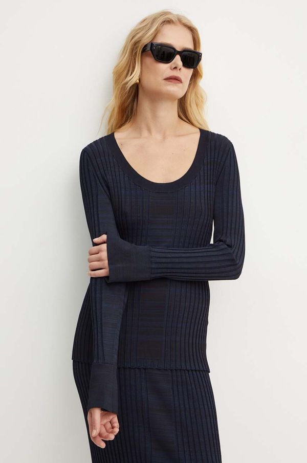 Boss Pulover BOSS za žene, boja: tamno plava, lagani, 50518357