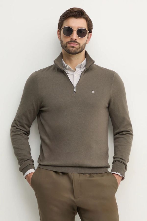 Calvin Klein Pulover Calvin Klein za muškarce, boja: zelena, lagani, s dolčevitom, K10K113748
