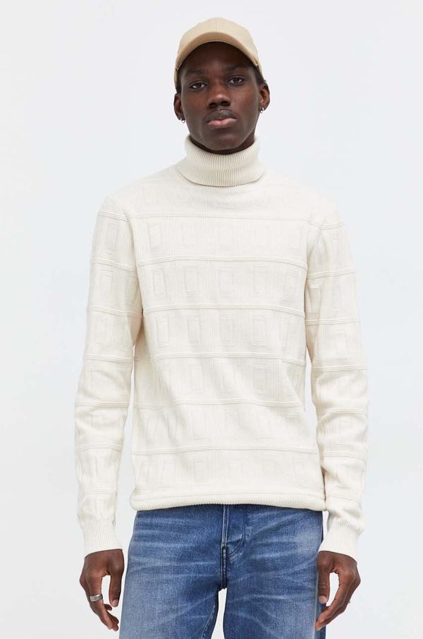 G-Star Raw Pulover G-Star Raw za muškarce, boja: bež, s dolčevitom