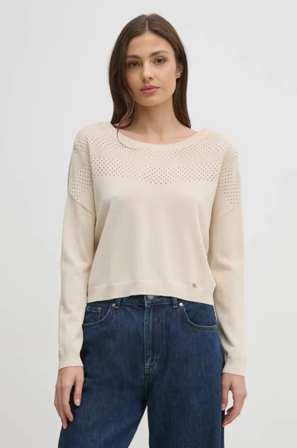 Gaudi Pulover Gaudi za žene, boja: bež, lagani, 511BD53021