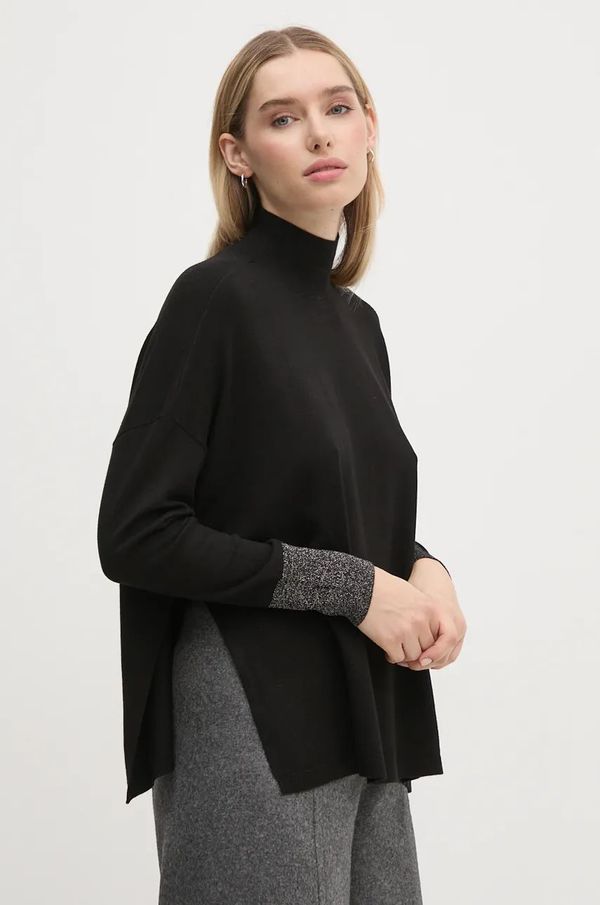 Gaudi Pulover Gaudi za žene, boja: crna, lagani, s poludolčevitom, 421BD53010