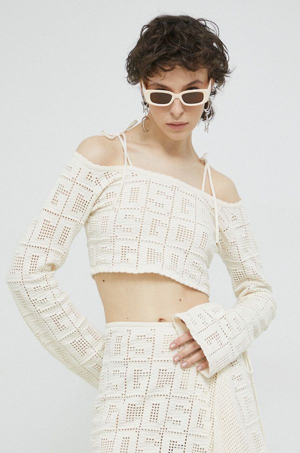 GCDS Pulover GCDS za žene, boja: bež, lagani