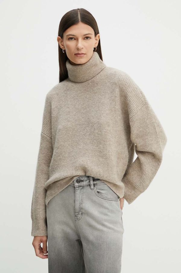 Gestuz Pulover Gestuz za žene, boja: bež, s dolčevitom, 10909333