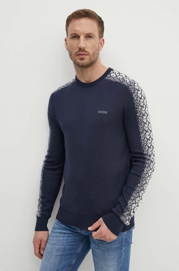Guess Pulover Guess DENZEL za muškarce, boja: tamno plava, lagani, M4YR07 Z3FB1