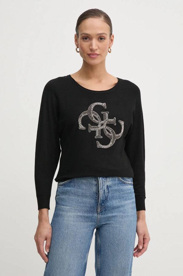 Guess Pulover Guess EMERIE za žene, boja: crna, lagani, W5RR37 Z2NQ2
