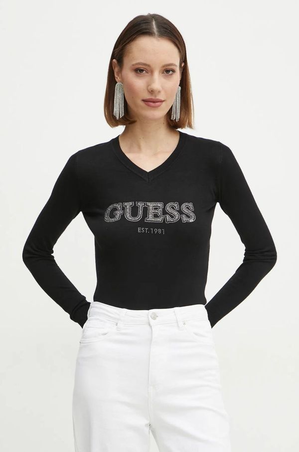 Guess Pulover Guess HOLLY za žene, boja: crna, lagani, W5RR38 Z2NQ2