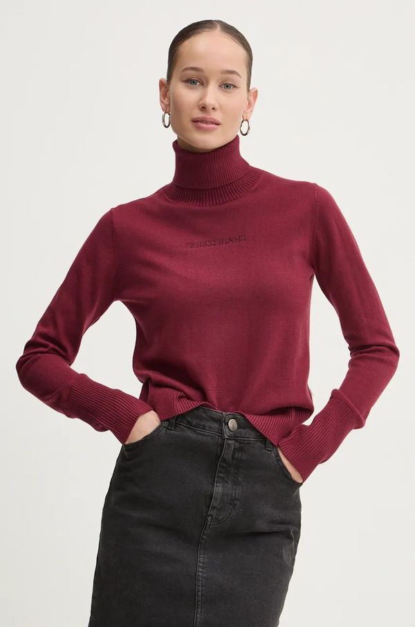 Guess Jeans Pulover Guess Jeans za žene, boja: bordo, s dolčevitom, W4BR15 Z3HO2