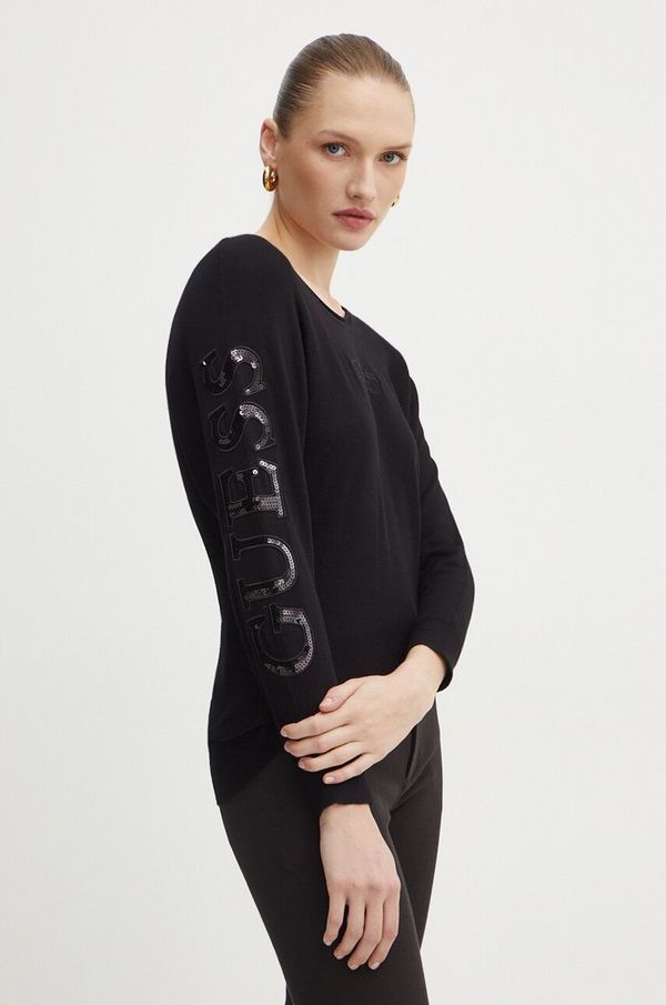 Guess Pulover Guess MAEVE za žene, boja: crna, lagani, W4YR34 Z2NQ2