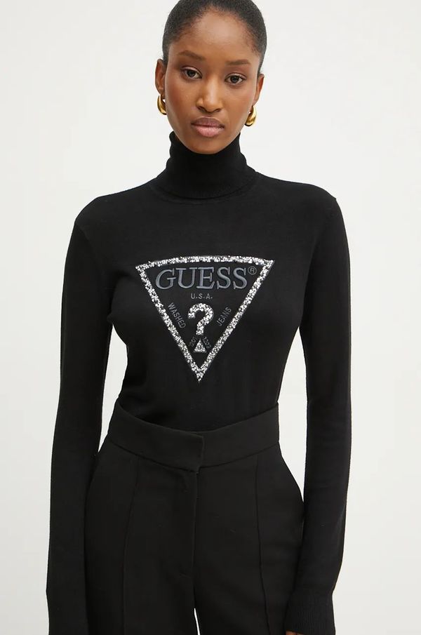 Guess Pulover Guess PIPER za žene, boja: crna, lagani, W4BR03 Z2NQ2