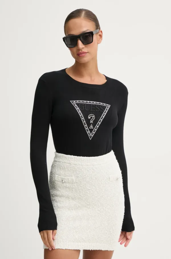 Guess Pulover Guess za žene, boja: crna, lagani, W5RR39 Z2NQ2