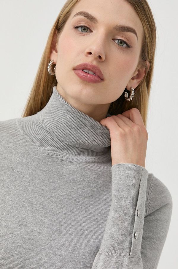 Guess Pulover Guess za žene, boja: siva, lagani, s dolčevitom