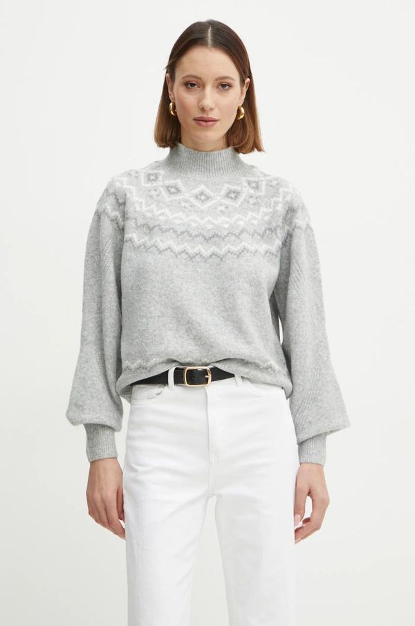 Guess Pulover Guess za žene, boja: siva, topli, s poludolčevitom, W4PR0Z Z3LQ0