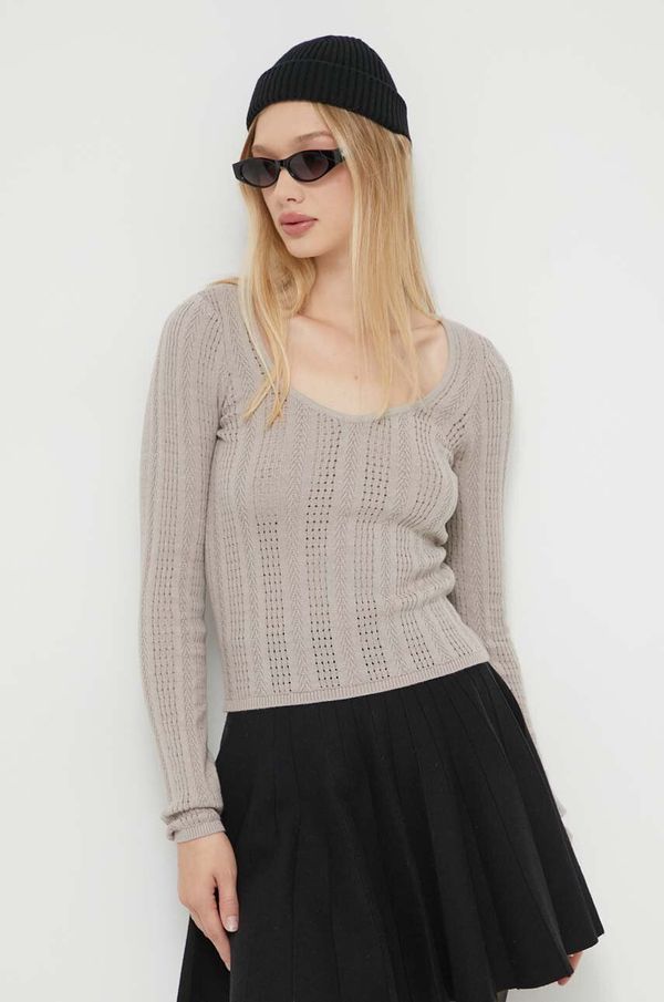 Hollister Co. Pulover Hollister Co. za žene, boja: bež, lagani