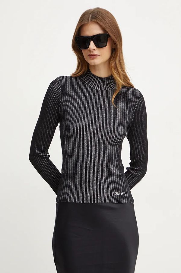 Karl Lagerfeld Pulover Karl Lagerfeld za žene, boja: crna, lagani, 246W2007