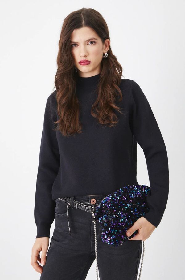 Medicine Pulover Medicine za žene, boja: crna, lagani, s poludolčevitom