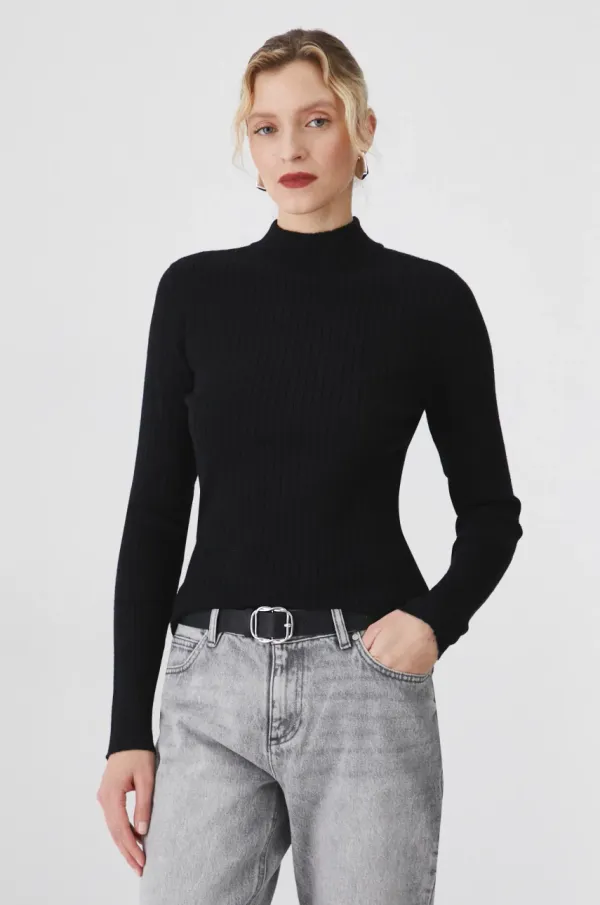 Medicine Pulover Medicine za žene, boja: crna, lagani, s poludolčevitom