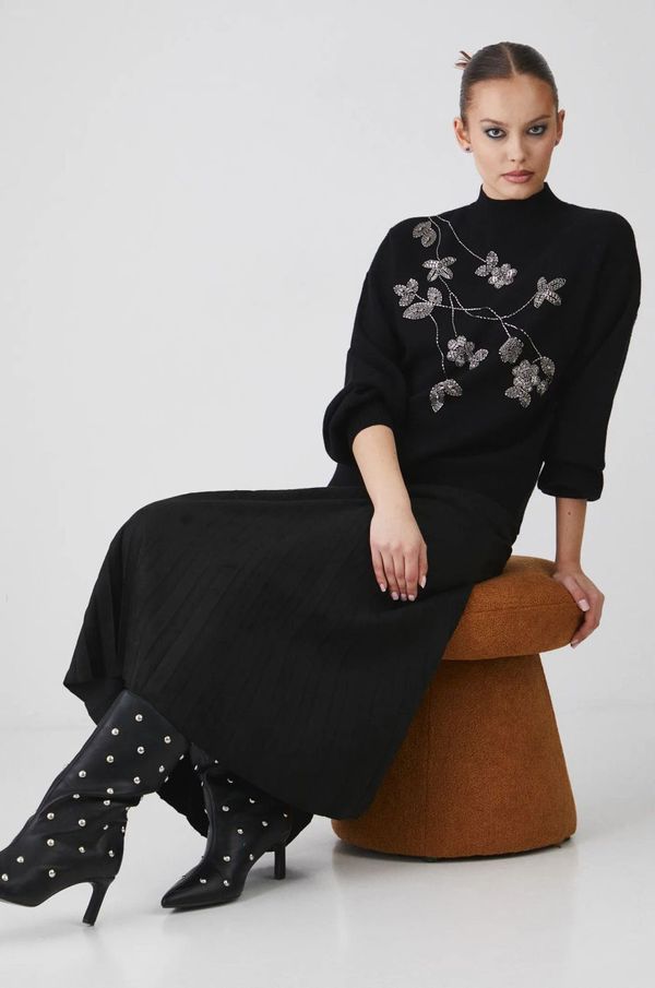 Medicine Pulover Medicine za žene, boja: crna, lagani, s poludolčevitom