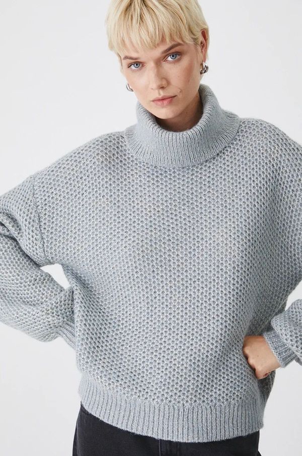 Medicine Pulover Medicine za žene, boja: siva, topli, s dolčevitom