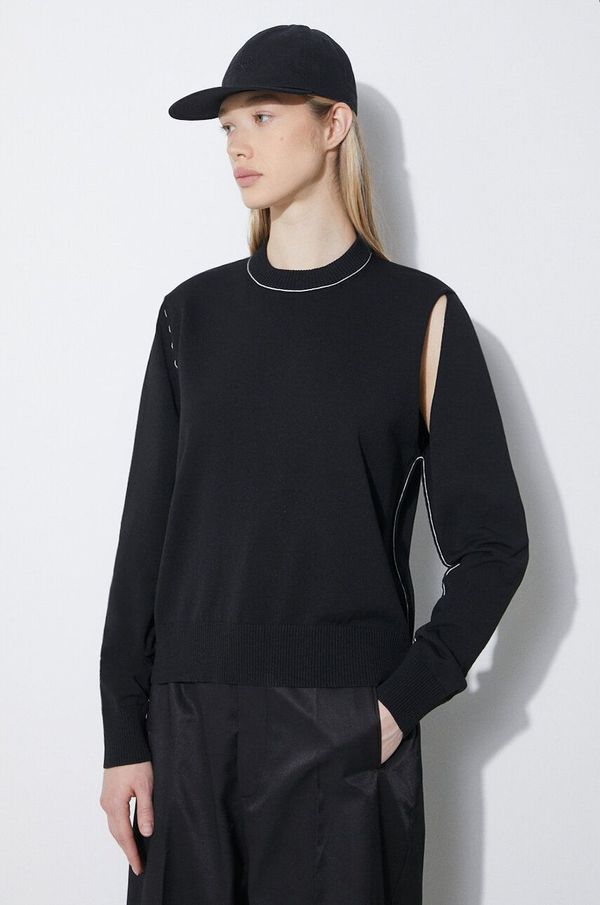 MM6 Maison Margiela Pulover MM6 Maison Margiela boja: crna, lagani, S62HL0025