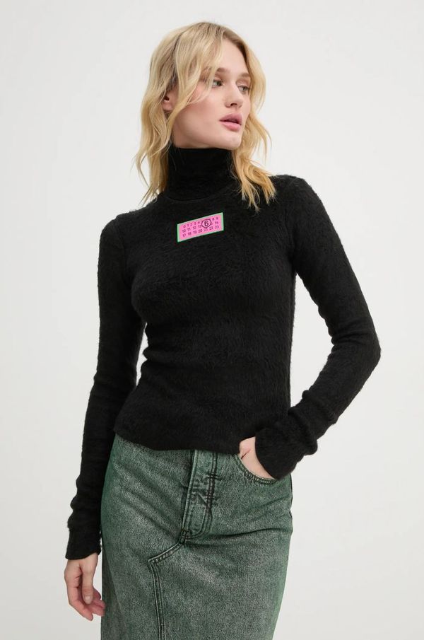 MM6 Maison Margiela Pulover MM6 Maison Margiela za žene, boja: crna, s dolčevitom, S62NH0035.M20045
