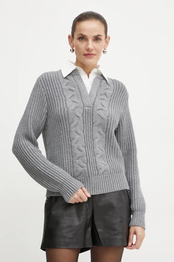 Morgan Pulover Morgan MGREY za žene, boja: siva, topli, MGREY