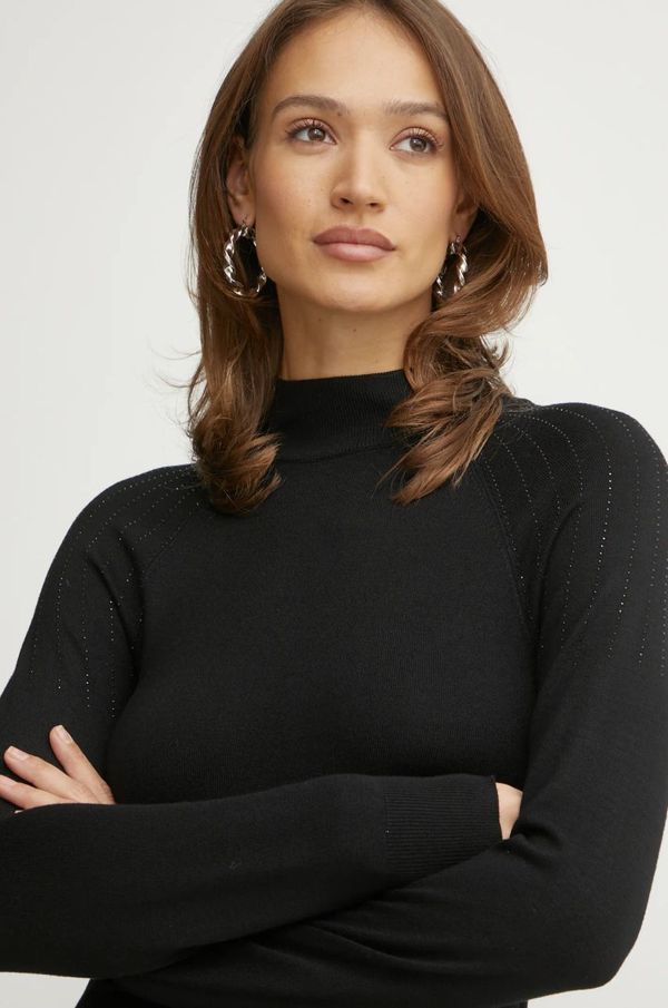 Morgan Pulover Morgan MPRETTY za žene, boja: crna, lagani, s poludolčevitom, MPRETTY