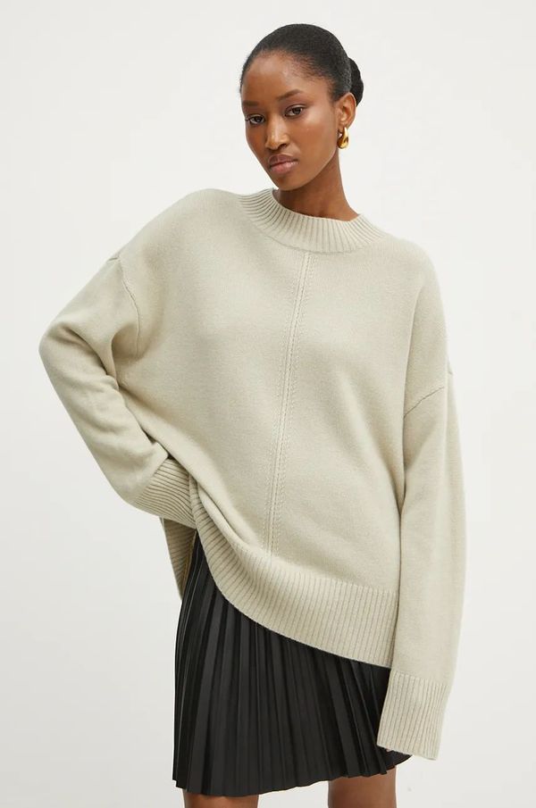 Boss Pulover od kašmira BOSS boja: bež, lagani, s poludolčevitom, 50524052